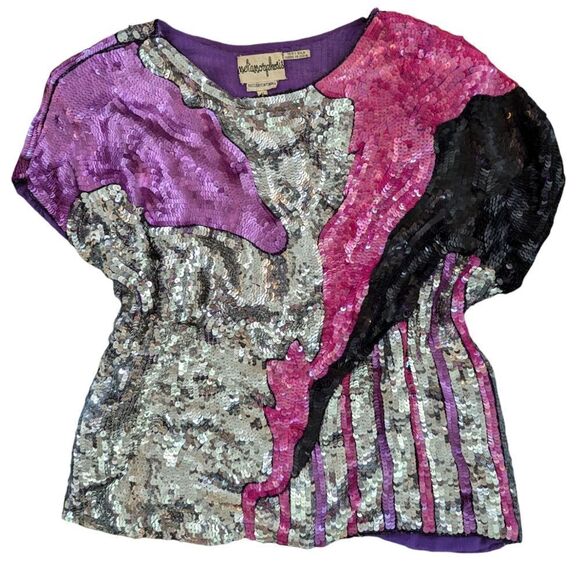 Vintage Metamorphosis sparkly‎ sequin top silk - Picture 1 of 9